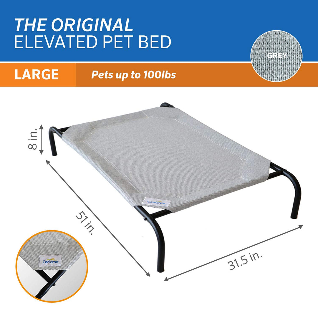 COOLAROO The Original Cooling Elevated Dog Bed, Indoor and Outdoor, Large, Grey