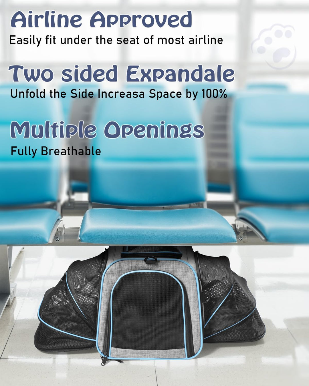 Pet Carrier Airline Approved, 4 Sides Expandable Cat Carrier Bag with Removable Fleece Pad, Large Soft Sided Pet Travel Carrier, Dog Carrier for Cats, Puppy and Small Dogs
