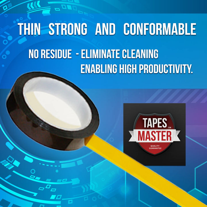Tapes Master 1 x 36 Yds 1 Mil Kapton Tape - Polyimide High Temperature Heat Rresistant Tape with Silicone Adhesive - No Residue