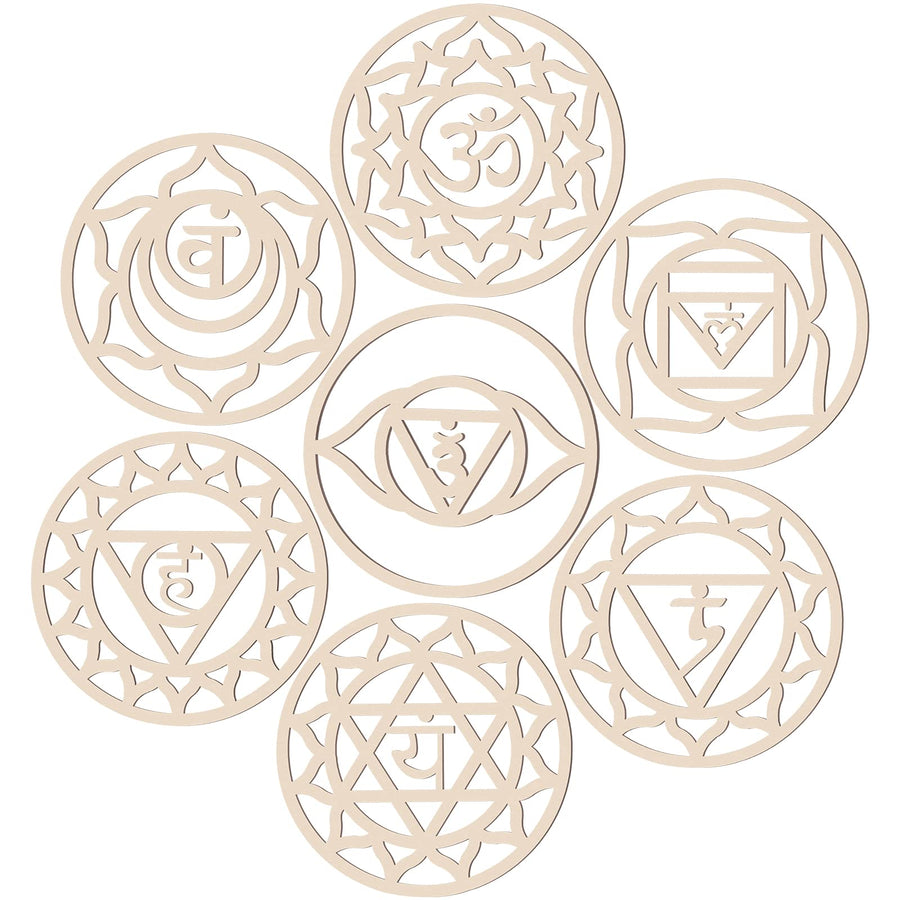 7 Pack Sacred geometric Wall Art Wooden Chakra Wall Art Crystal Grid Board Yoga Wall Decor Hindu Decor Meditation Spiritual Decor for Bedroom geometric Hanging Sculpture Home Decor 5.9 x 5.9 Inch