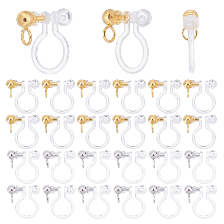 PH Pandahall 24pcs Transparent U Type Earring Findings Alloy Invisible Clip on Earring Converter Non-Pierced Earrings Painless Allergy-Free Resin Earring Components for Non Pierced Ears