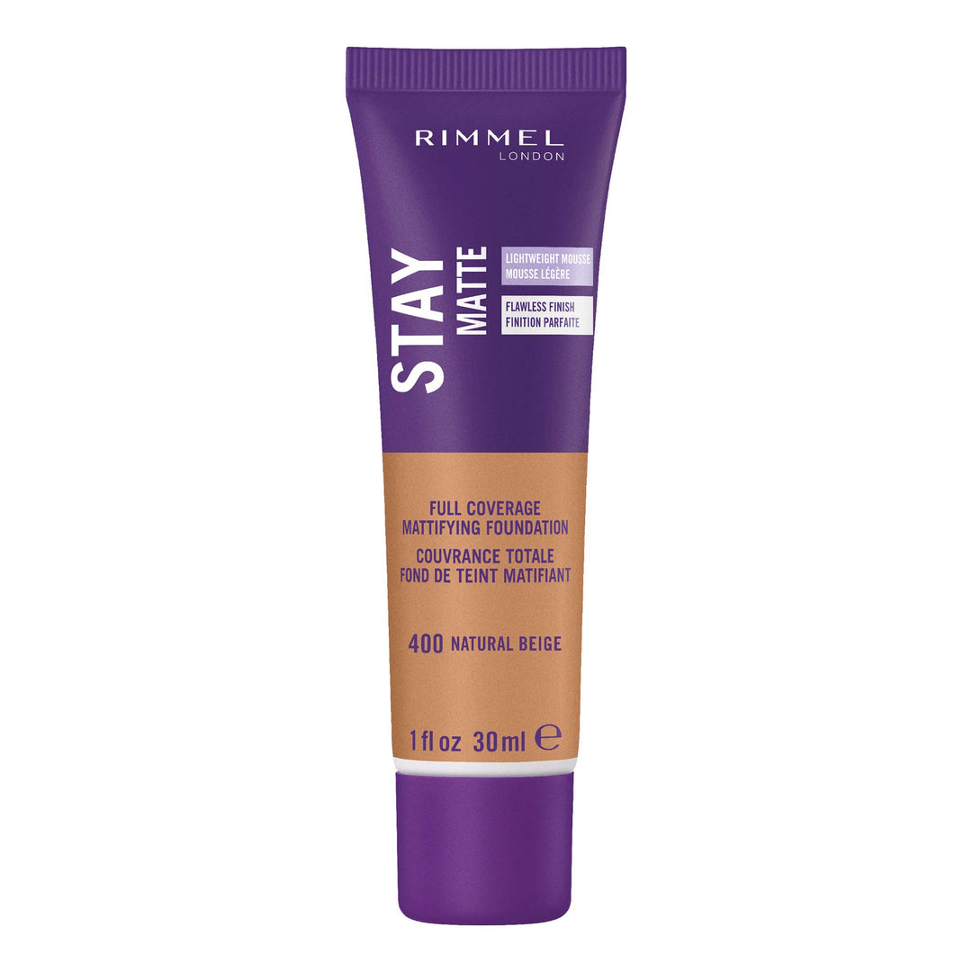 London Stay Matte Liquid Mousse - 400 Natural Beige - Foundation, Lightweight, Shine Control, Oil-Free, 1oz