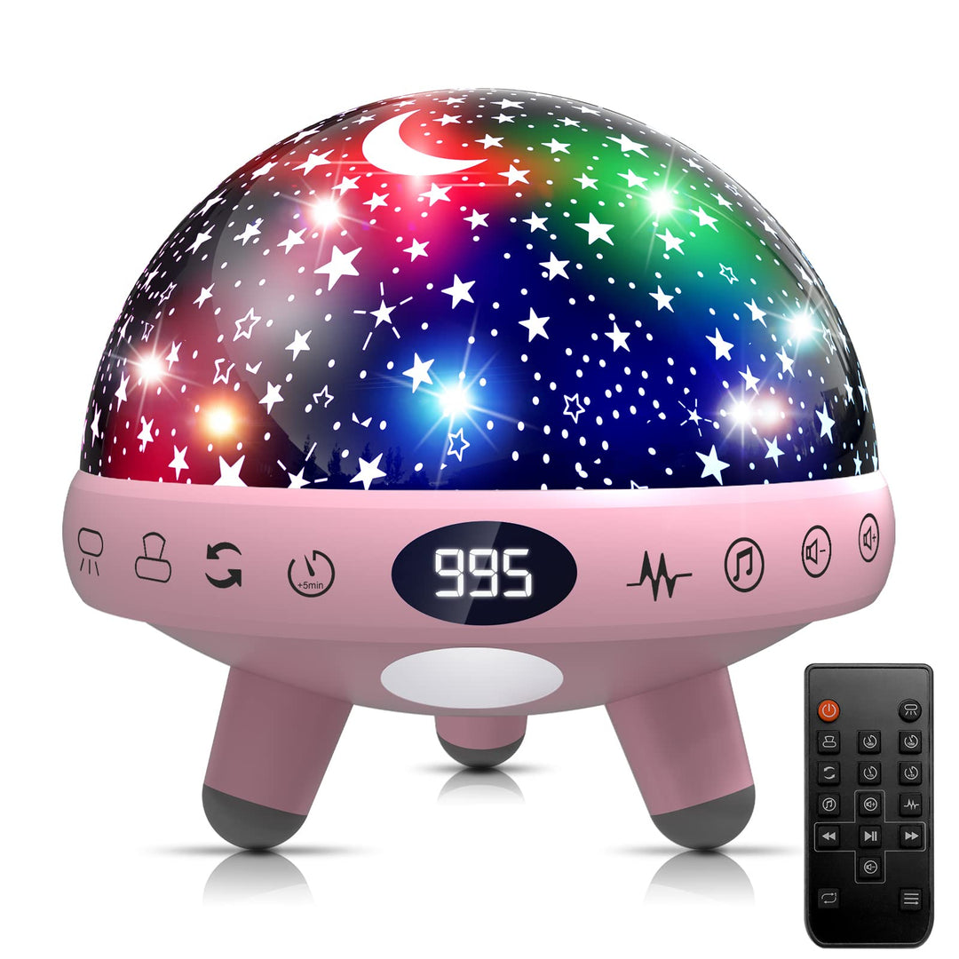 Baby Night Light Star Projector Night Light projector for Kids Room with Sound Machine White Noise Machine for Sleeping Soother Nursery Lamp 9 Natural Sounds 20 Lullabies Remote Control Timer