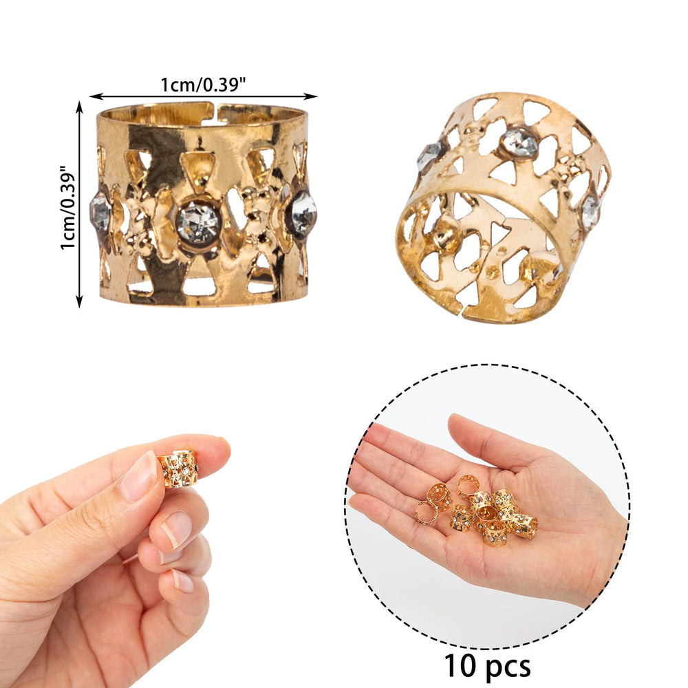 Women Dreadlocks Beads Rhinestone Hair Ring Decoration Braiding Hair Braid Cuff Clip
