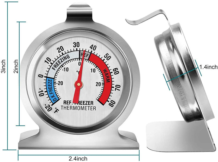 WellBridal Refrigerator Thermometers Classic Series Large Dial Thermometer (2 Pack,Freezer/Refrigerator)