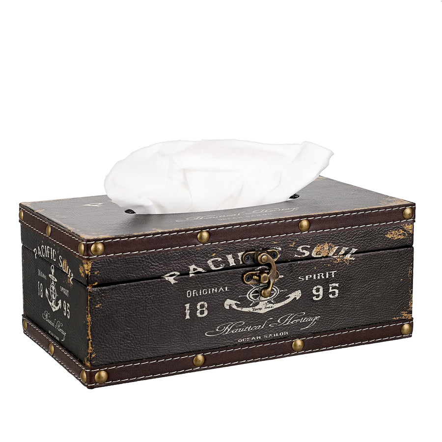 Tissue Box Cover Rectangle Tissue Box with Lid,Wooden Tissue Box Holder Retro Tissue Holder Decorative Tissue Cover for Bathroom Toilet Living Room Kitchen Table Desk OfficeDecor,Brown