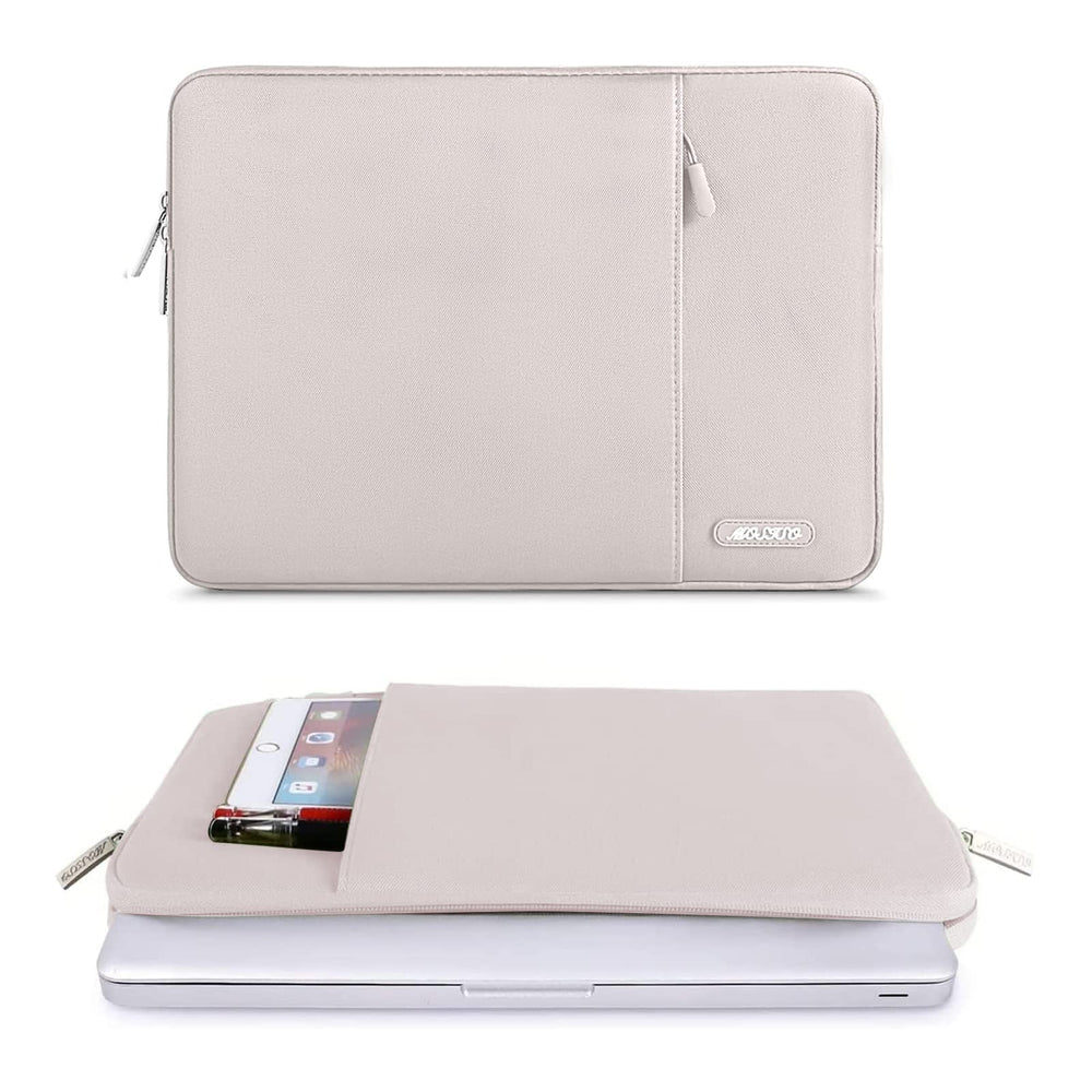 Laptop Sleeve Bag Compatible with MacBook Air/Pro, 13-13.3 inch Notebook, Compatible with MacBook Pro 14 inch M3 M2 M1 Chip Pro Max 2024-2021, Polyester Vertical Case with Pocket, Stone Gray