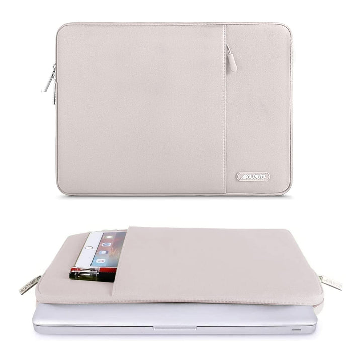 Laptop Sleeve Bag Compatible with MacBook Air/Pro, 13-13.3 inch Notebook, Compatible with MacBook Pro 14 inch M3 M2 M1 Chip Pro Max 2024-2021, Polyester Vertical Case with Pocket, Stone Gray