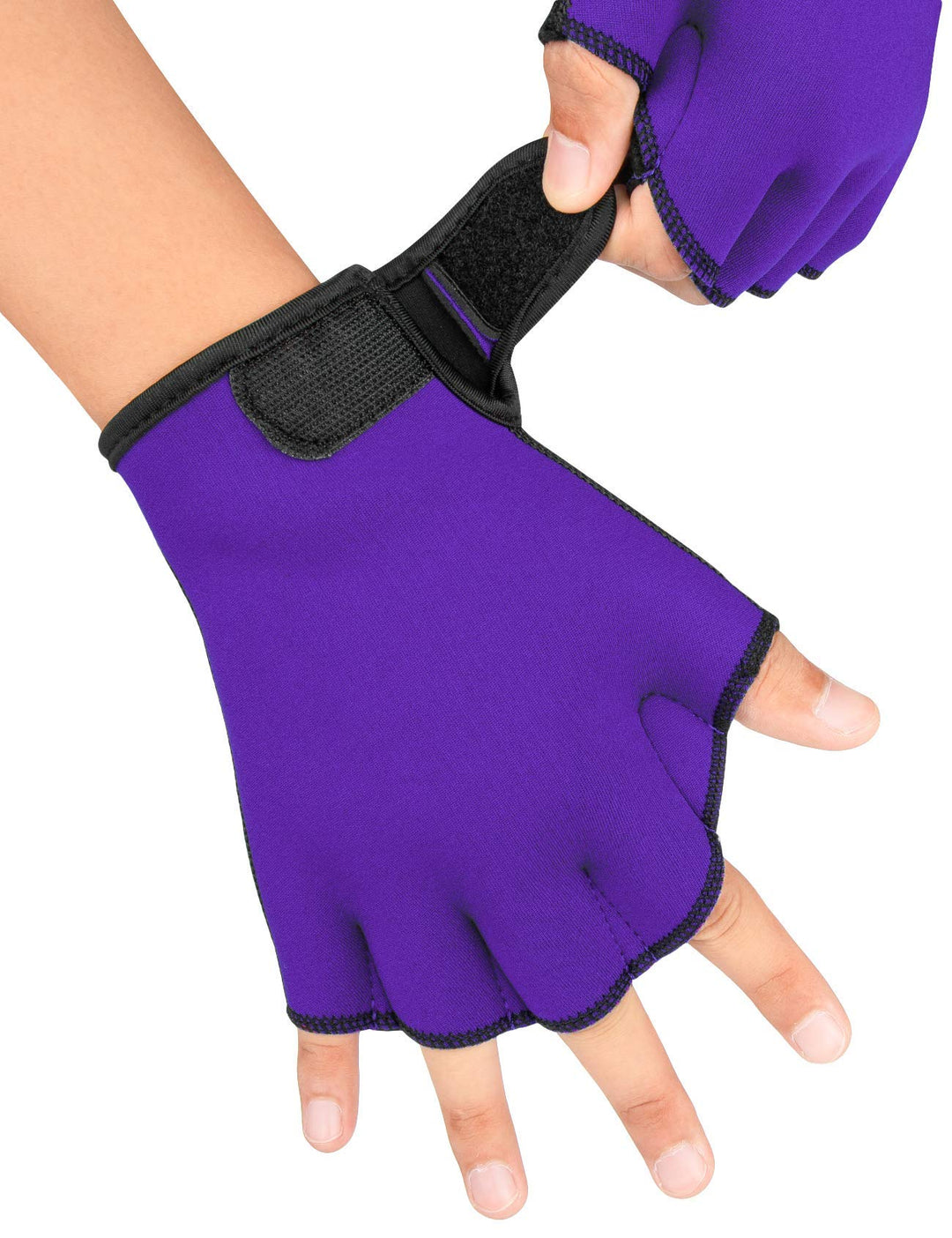 Aqua Gloves Webbed Paddle Swim Gloves Fitness Water Aerobics and Swimming Resistance Training Gloves for Men Women Children Purple L