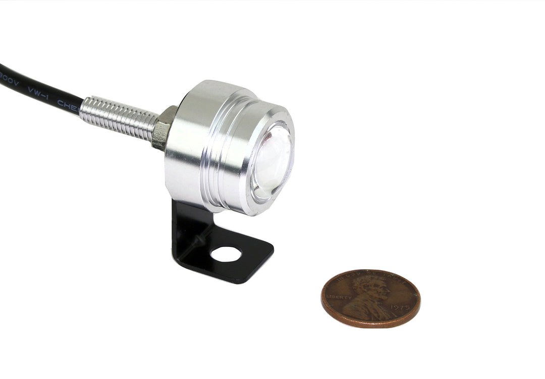 Tiny LED Spotlight - 1 Watt High Power LED - 1 Diameter - 100 Lumen - Waterproof - Cool White - 10 to 30VDC