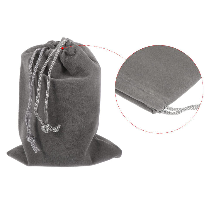 14x10cm Microfiber Pouch, 3Pcs Soft Storage Drawstring Gift Bag for Glasses Wedding, Gray