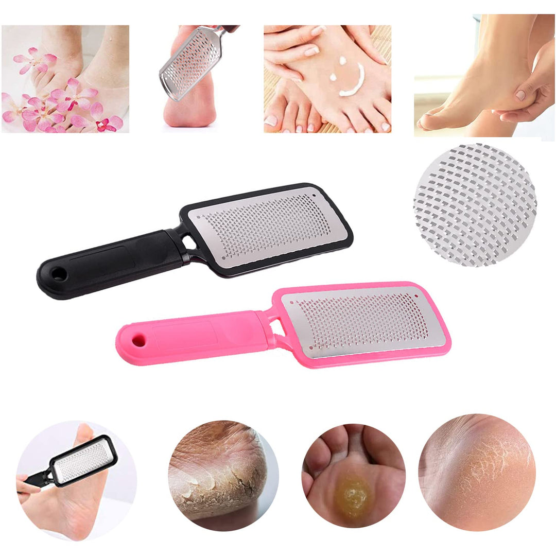 Jistl Foot File Colossal Foot Rasp Stainless Steel Pedicure Metal Surface Foot Care Tool, Foot Rasp Eliminate Feet Cracked Dead Thick Dry Hard Skin (Black&10.6)