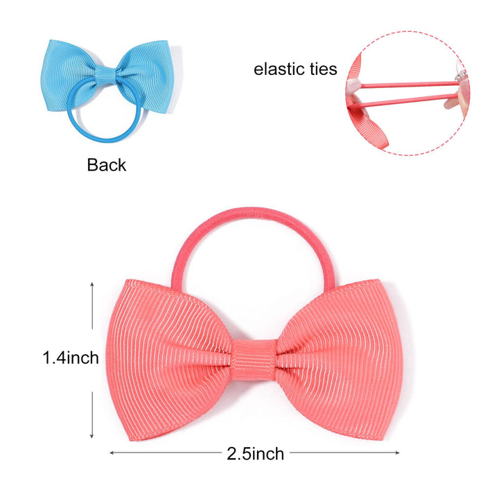 Hair Ties with Bows, 2.5inch Grosgrain Ribbon Elastic Ponytail Holders, 40Pcs for Girls Infants Hair Accessories