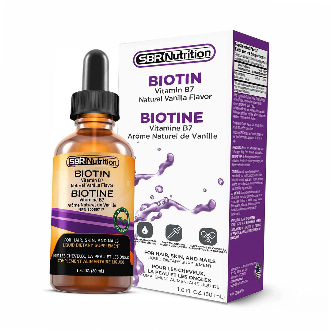 Biotin Liquid Drops, 5000mcg per Serving (60) 1.0Fl.oz (30ml) Vanilla