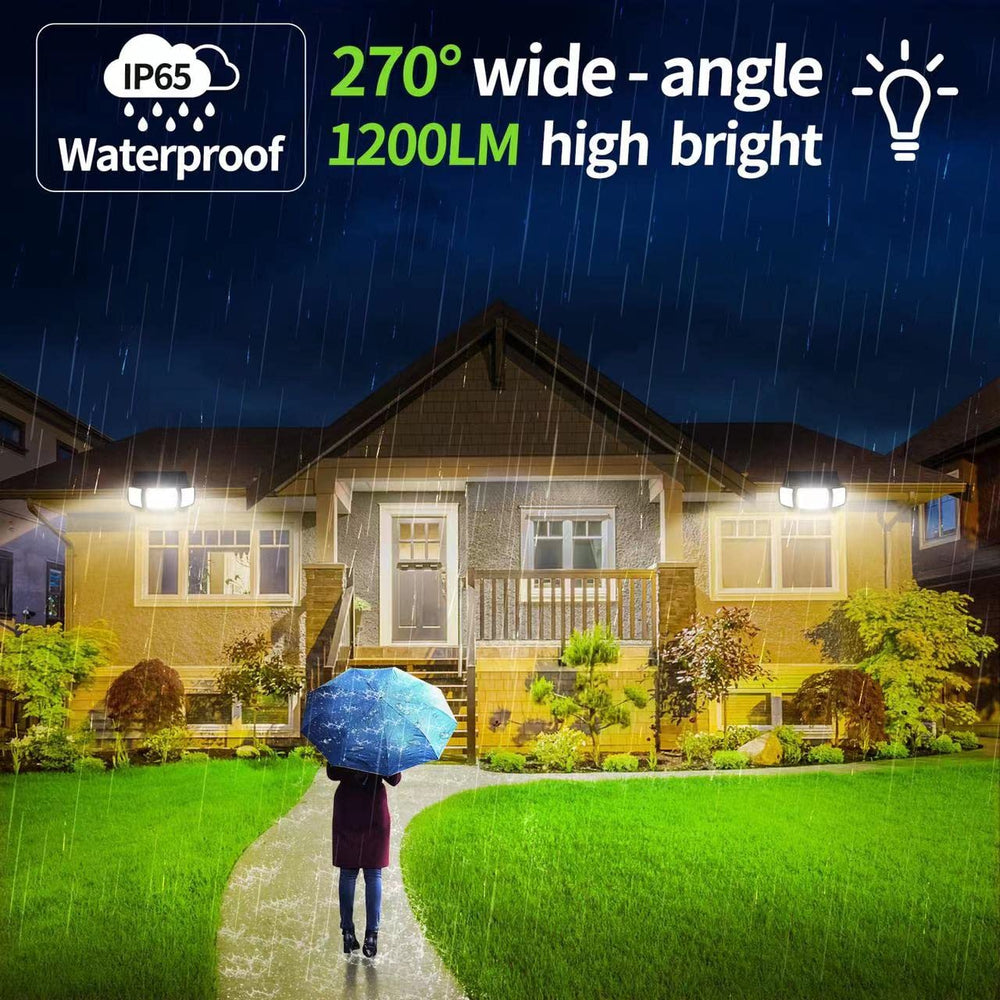 Motion Sensor Flood Lights - 2 Pack 6000mAh 1200LM Security Lights, Adjustable 3 Mode Wall Lights for Patio, Garage, Porch