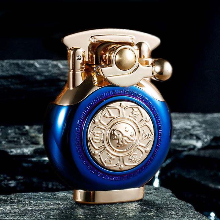 Vintage Antique Lighter with Spin, Reusable Windproof Trench Lighter, Unique and Creative Birthday Gifts for Men Dad Husband (Blue)