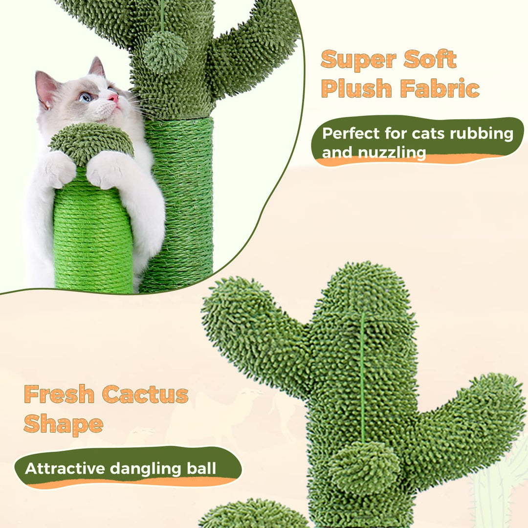 Cat Scratching Post Cactus Cat Scratcher with 3 Scratching Poles and Dangling Ball Large 27 Inches