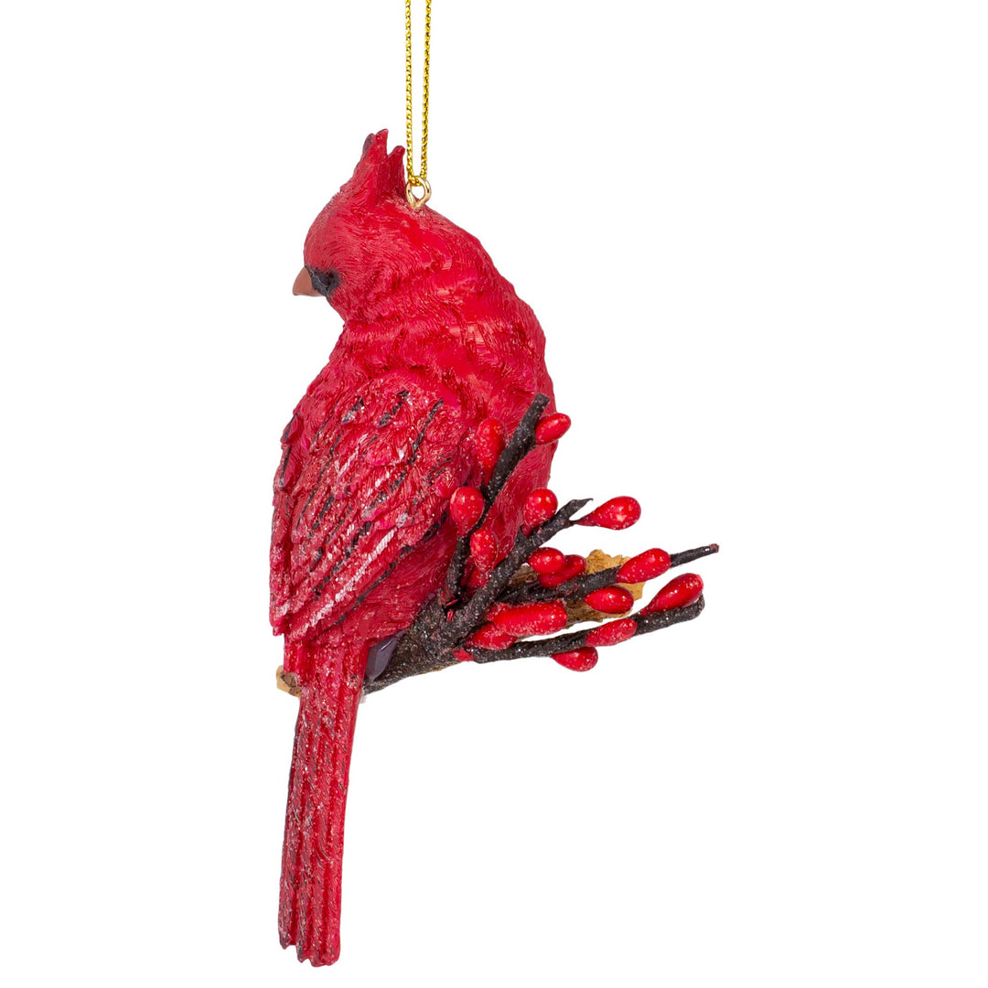 Holiday Cardinal Brilliant Red 5 x 4 Resin Holiday Hanging Figurine Ornament