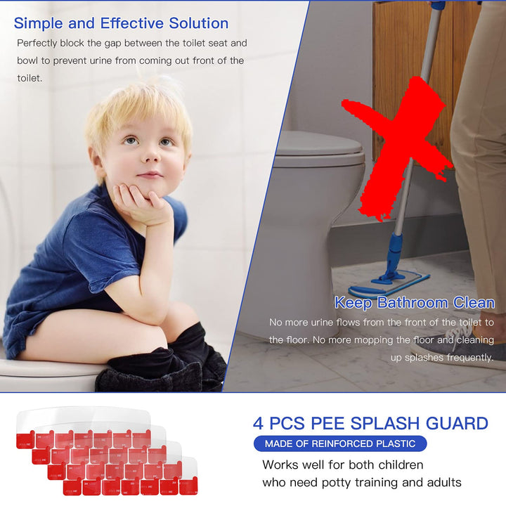 4 Pcs Pee Guard for Toilet Seat, Potty Training Pee Splash Guard for Kids, Toilet Splash Guard Prevents Kids and Adult from Peeing Splash - Upgrad Super Stickiness