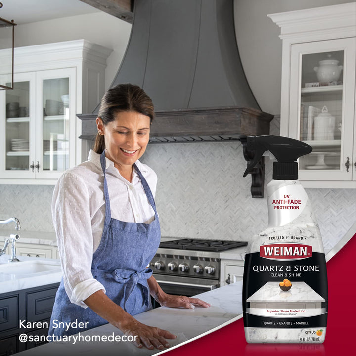 Quartz Countertop Cleaner and Polish - 24 Ounce - Clean and Shine Your Quartz Countertops Islands and Stone Surfaces with Ultra Violet Protection