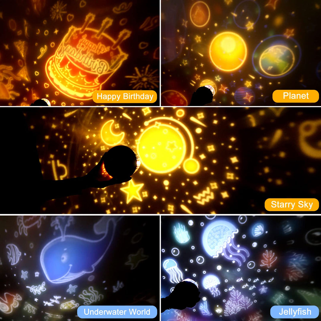 Night Light for Kids Battery Powered, LED Star Projector Light for Baby with 360° Rotation for Christmas, Halloween, Birthday, Living Room Decoration, Children Gifts (with Remote)