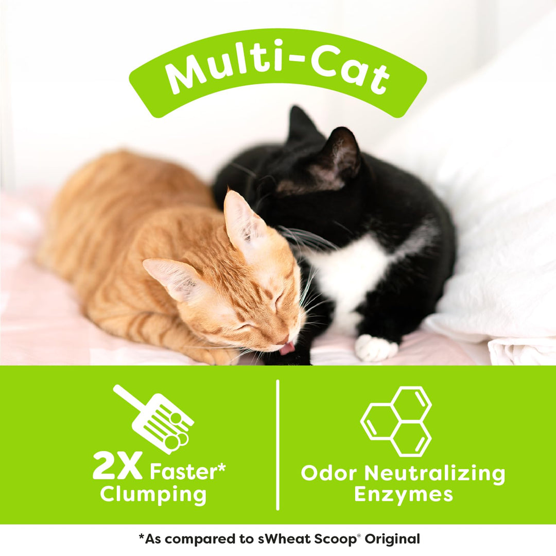 Natural Wheat Multi-Cat Litter, Superior Clumping with Odor Neutralizing Enzymes, 25 Pound Bag