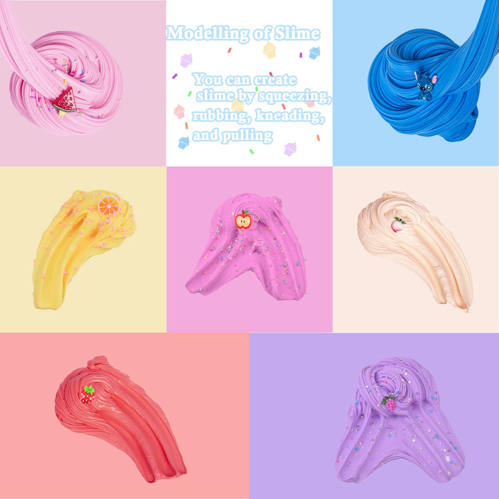7 Pack Mini Butter Slime Kit for Girls 10-12, with Blue Slime, Lemon Watermelon and Peach Slime Charm etc,DIY Scented Putty Slime for Kids,Soft and Non-Sticky,Cute Stuff Toys