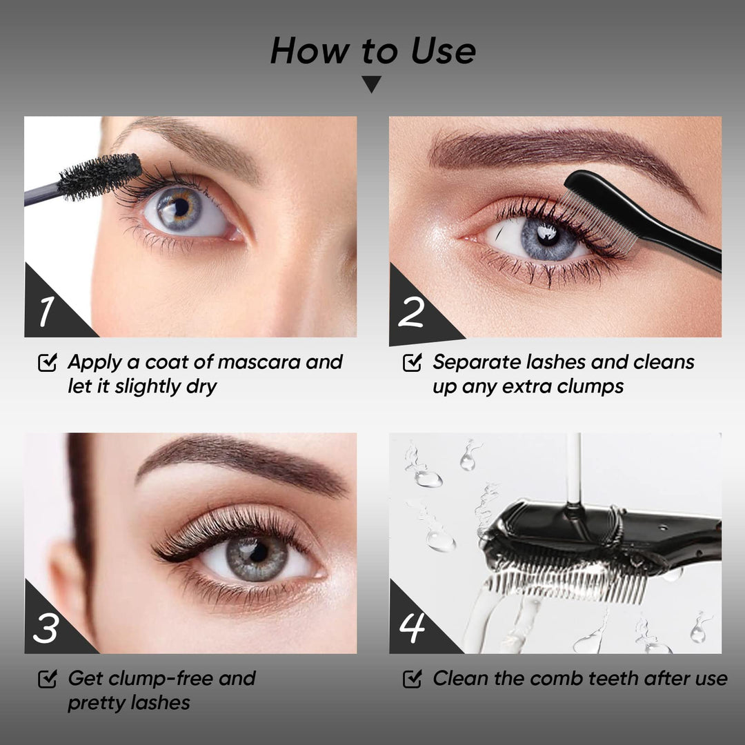 Folding Eyelash Comb,Eyelash Comb Separator Eyelash Brush Separator Curler Lash Brush Separator Eyelash Eyebrow Mascara Brush with Metal Teeth Makeup Brush Tools
