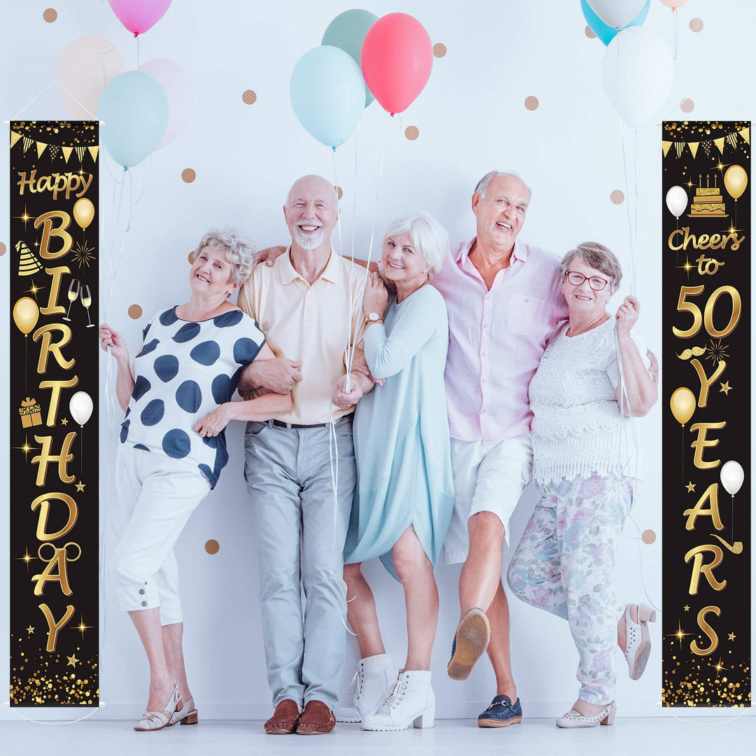 2 Pieces 50th Birthday Party Decorations Cheers to 50 Years Banner 50th Party Decorations Welcome Porch for 50 Years Birthday Supplies (50th Birthday)