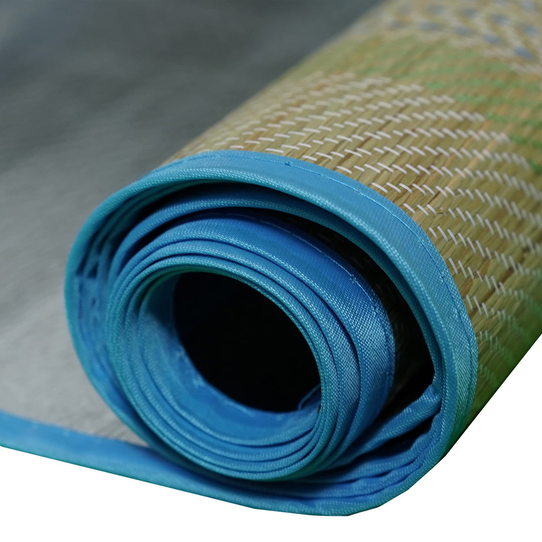 Bamboo Yoga Mat, Straw Beach Bathing Non-Slip Mat, Camping Mat with Silver Metallic Foil, Foldable Water-Repellant Picnic Mat, Thick Premium Mat for Women and Men - 24” x 72” | Pack of 1