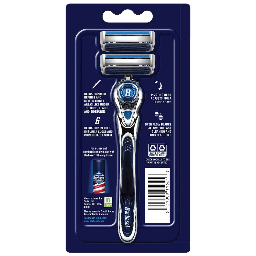 Ultra 6 Plus Men's Razor with 2 Razor Blade Refills (1 Handle + 2 Cartridges), Mens Razors/Blades