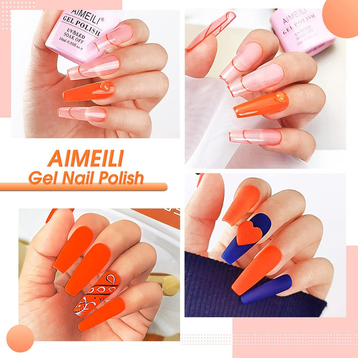 Aimeili Soak Off Uv Led Gel Nail Polish Orange Red-Lilium Pumilum 117 10Ml