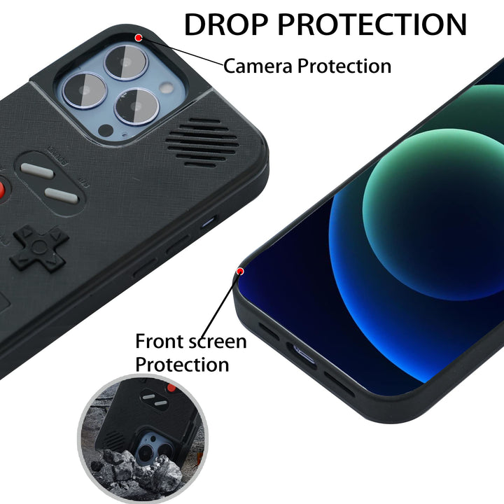 Gameboy Case for iPhone 13/13 Pro,Handheld Retro 168 Classic Games,Color Video Display Game Case for iPhone,Anti-Scratch Shockproof Phone Cover Black