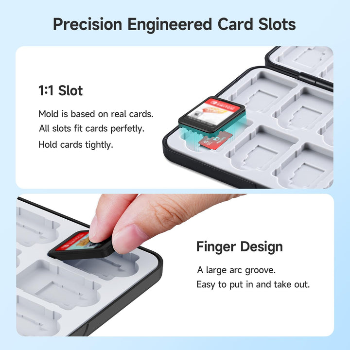 24-Slot Switch Game Card Case Compatible with Nintendo Switch Games & micro SD Cards, Portable Games Holder Organizer Suitable for Switch, Lite & OLED Game Cards, Black