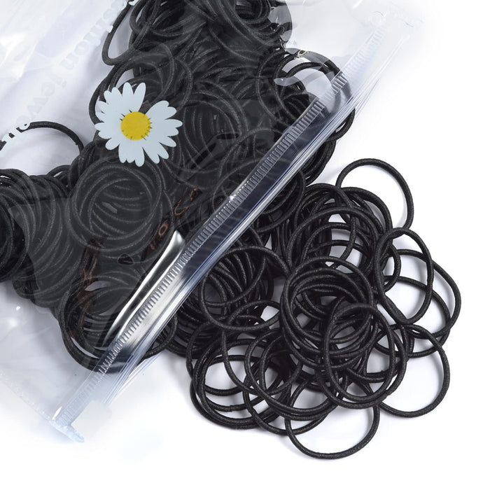 Small Hair Elastics for Girls, Soft and Comfy Rubber Bands, 100 PCS Hair Ties, Black