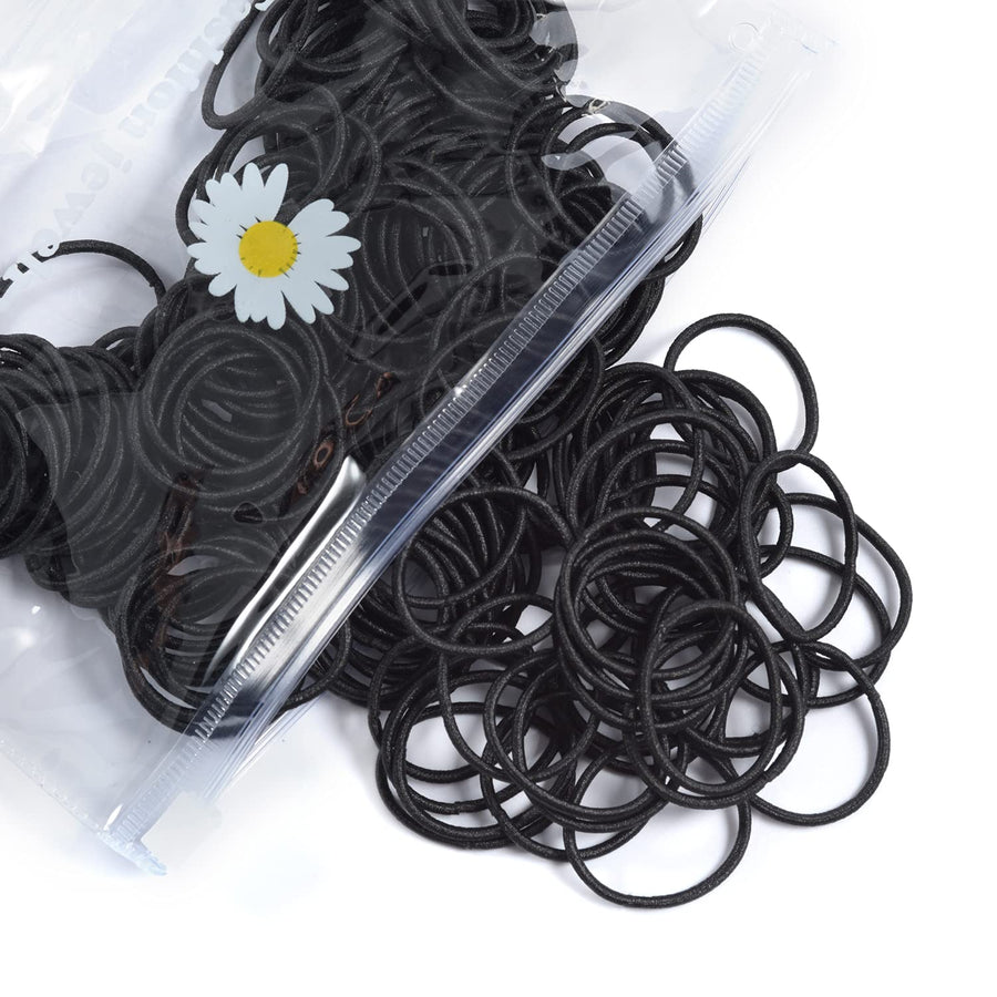 Small Hair Elastics for Girls, Soft and Comfy Rubber Bands, 100 PCS Hair Ties, Black