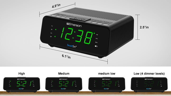 SmartSet Dual Alarm Clock Radio with AM/FM Radio, Dimmer, Sleep Timer and .9 LED Display, CKS1900