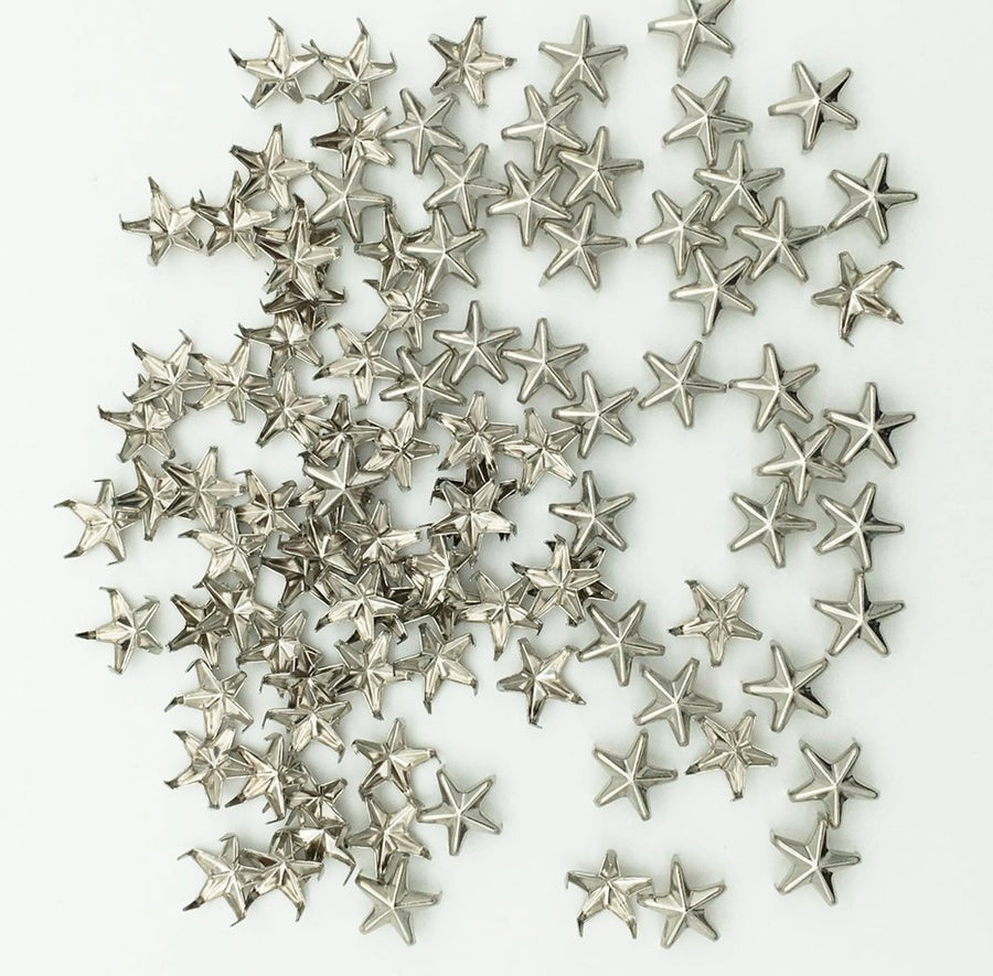 100pcs 10mm Star DIY Leathercraft Metal Punk Studs Rivet Spikes Nailheads (Silver)