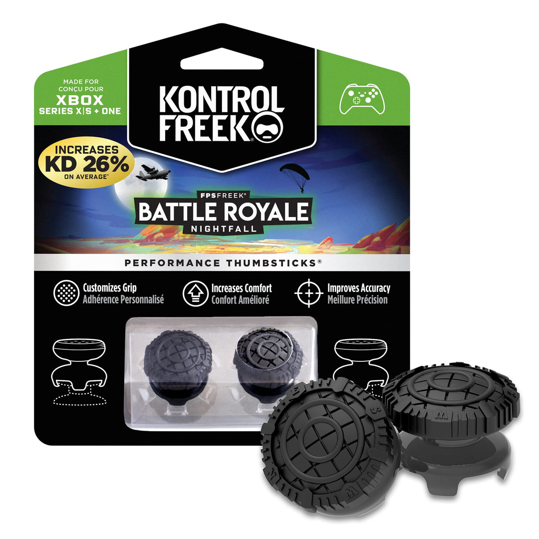 FPS Freek Battle Royale Nightfall Performance Thumbsticks for Xbox One and Xbox Series X | Performance Thumbsticks | 2 High-Rise Convex | Black
