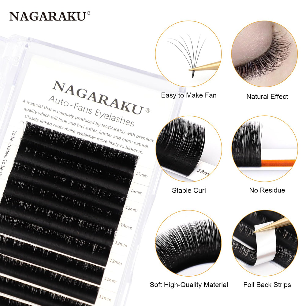 Easy Fan Eyelash Extensions Volume Lash 0.07 C curl 13mm Rapid Blooming Faux Mink Cluster For Beginners Soft Professional Lash Supplies