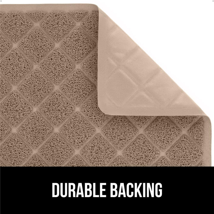 Gorilla Grip Cat Litter Box Mat, 35x23, Water Resistant Kitty Litter Trapping Mat, Textured Backing, Easy to Clean, Less Waste and Clean Floors, Kitten Supplies for Indoor Cats, Soft on Paws, Beige