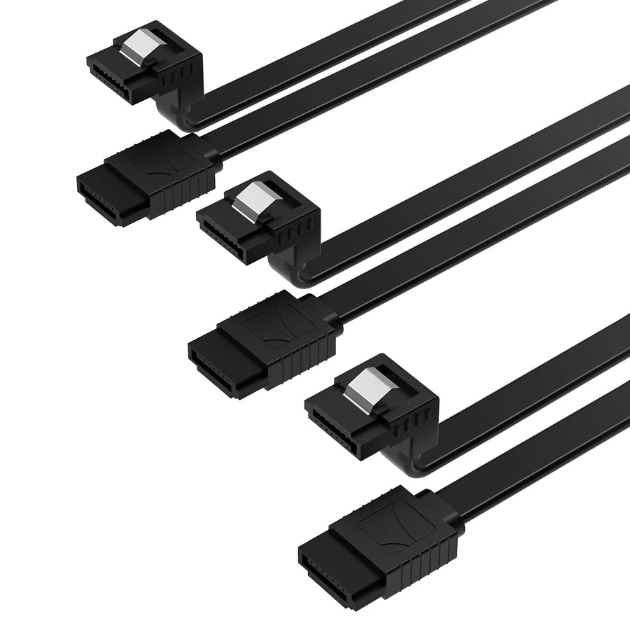 SATA III (6 Gbit/s) Right Angle Data Cable with Locking Latch for HDD/SSD/CD and DVD Drives (3 Pack 20 Inch) in Black (CB-SRK3)