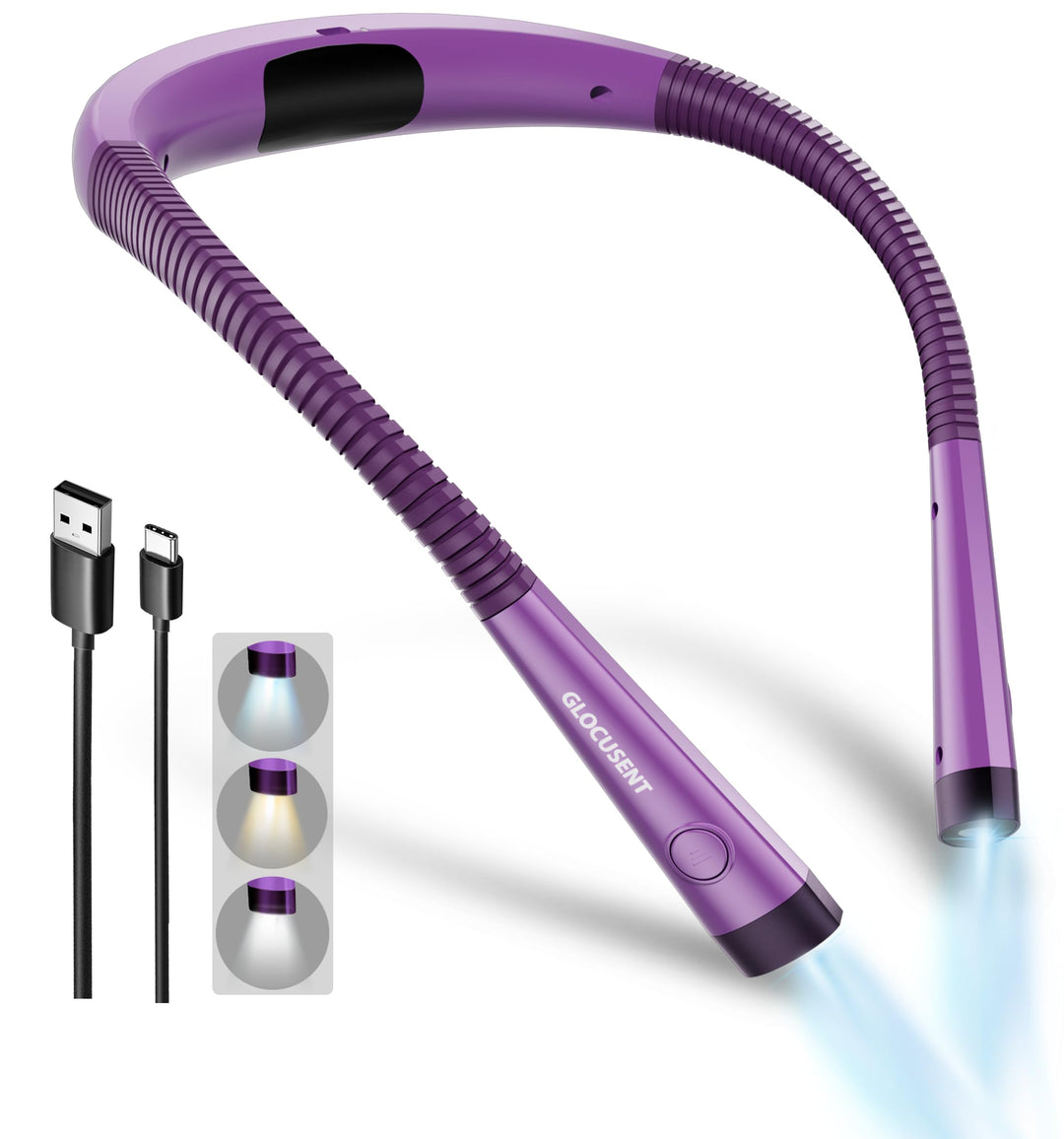 Book Light, 3-Color & 6-Brightness Reading Light, Bendable Neck Light, 80-hr Lasting Rechargeable Lamp, Perfect Book Light for Reading in Bed, Knitting, Camping, Repairing, Book Lovers Gifts