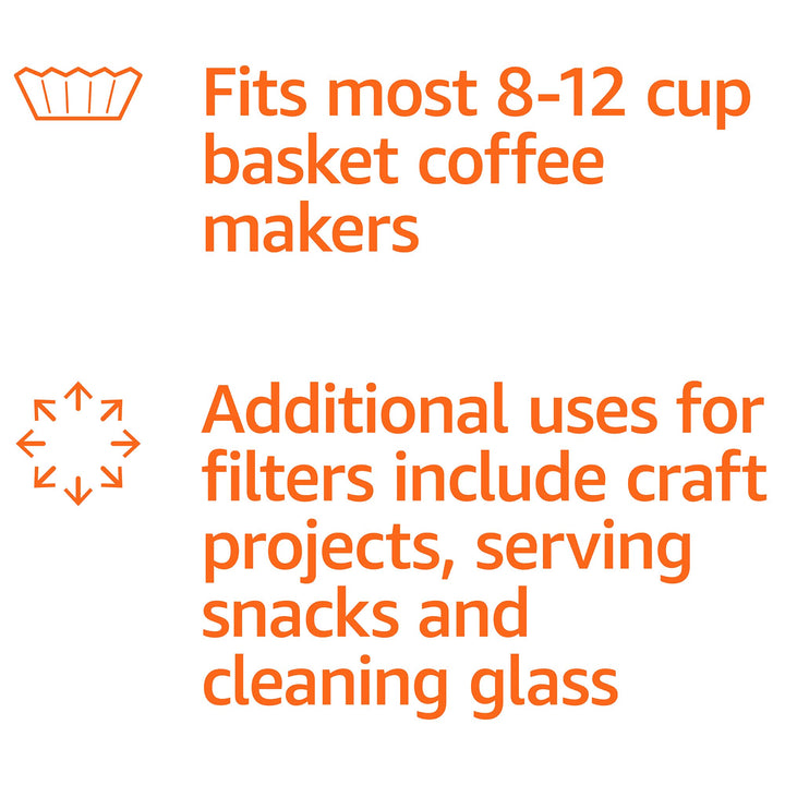 Basket Coffee Filters for 8-12 Cup Coffee Makers, White, 200 Count