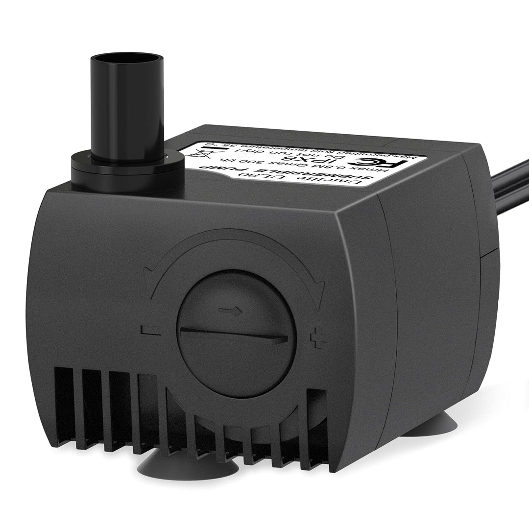 80 GPH Submersible Water Pump 4W 2.4ft High Lift Quiet Pump for Fountain Aquarium Fish Tank