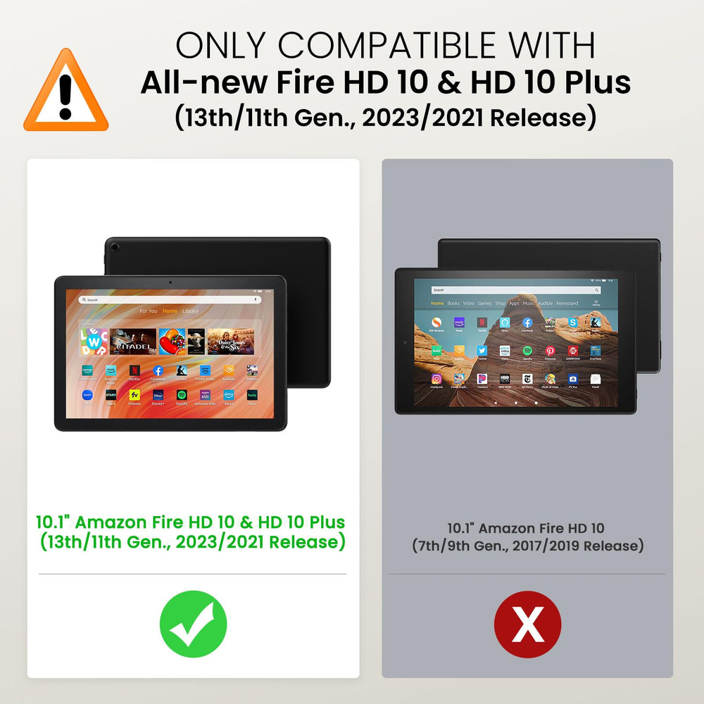 Case Fits All-New Amazon Kindle Fire HD 10 & 10 Plus Tablet (13th/11th Generation, 2023/2021 Release) 10.1 - Slim Folding Stand Cover with Auto Wake/Sleep, Black