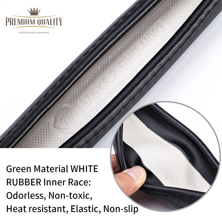 Fms Genuine Leather Car Steering Wheel Cover Universal 15.5 Inch Automotive Interior Accessories-Black, Durable, Breathable, Anti Slip, Odorless