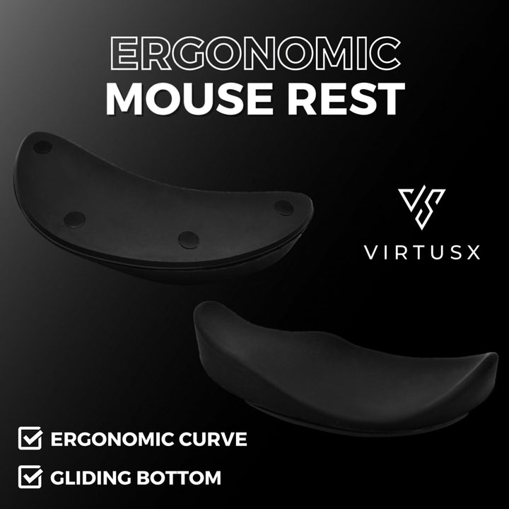 Virtusx Ergonomic Mouse Wrist Rest, Gliding Palm Wrist Support, Sliding Wrist Pad for Office Work, Gaming, Coding. Designed for Carpal Tunnel Syndrome and Pain Relief (Black)