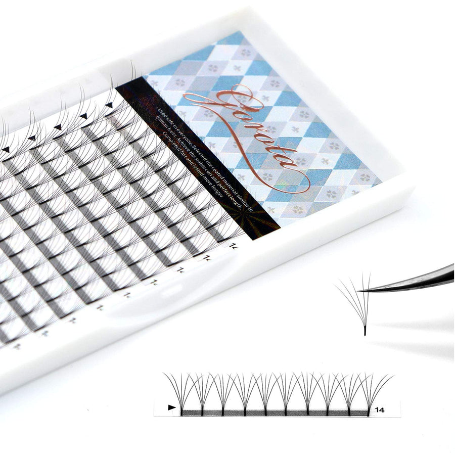 Volume Eyelash Extensions 5D C Curl Premade Lash Fans Long Stem Thickness 0.05 Length 8mm to 15mm Russian Eyelash Extension Supplies 5D 0.05 C 8mm