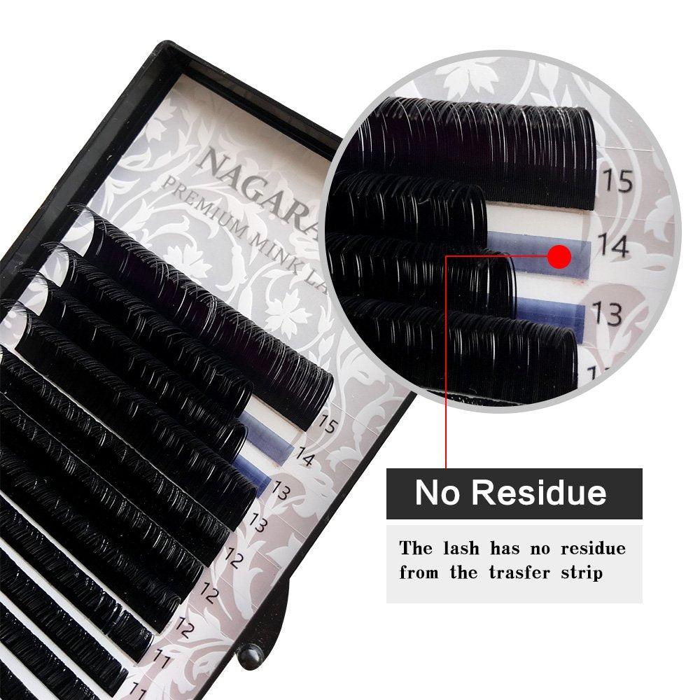 Eyelash Extensions Individual Lashes 0.07mm D curl 7-15mm Mix Tray Classic Matte Black Soft Natural Faux Mink 16 rows